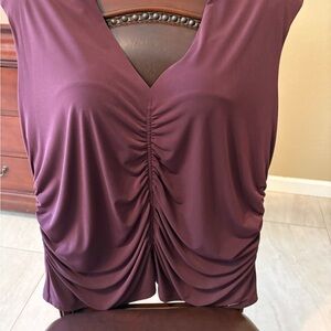 Calvin Klein Plum Ruched V-Neck Tank